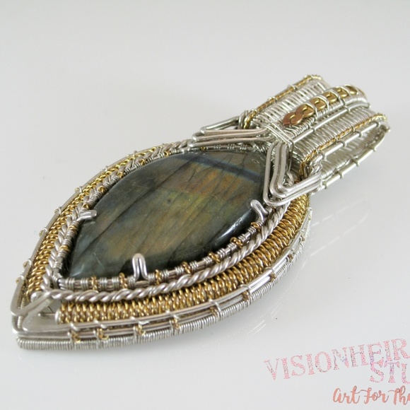 VisionHeir Studios Jewelry - Labradorite Sterling Silver and 14K Gold Two Tone